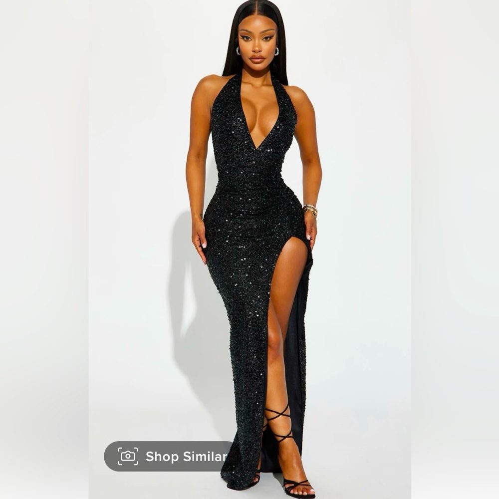M sequin gown dress